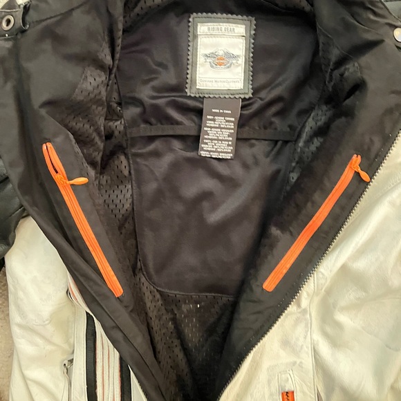 Genuine Leather Harley Davidson Riding Biker Jacket with Embroidery Orange Black - Picture 5 of 7